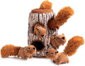 Hide and Seek Squeaky Dog Toy, Designed Interactive Puzzle Plush Stuffed Puppy Toy, Squirrel