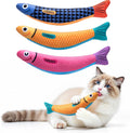 Interactive Cat Toys with[5000mg Premium A+Catnip][Baby Grade] Soft Chew Kicker Cat Toys for Indoor Cats & Kittens, Crinkle &Rattle Fish Sound Toy, Drives Bored Cats Crazy with Fun,3 Pack